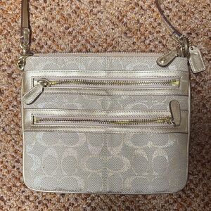 NWOT - Coach Metallic Gold Crossbody Bag - Chartreuse Inside